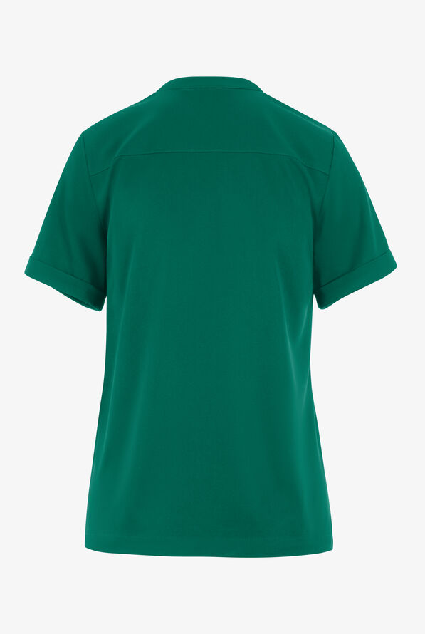 HH Works by Healing Hands Macy Women's 1-Pocket STRETCH Mandarin Collar Tuck In Scrub Top - Hunter - 2