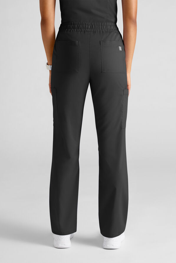 Butter-Soft STRETCH FLXTEK+ Women's 8-Pocket Straight Leg Cargo Scrub Pants - Tall - Black - 2