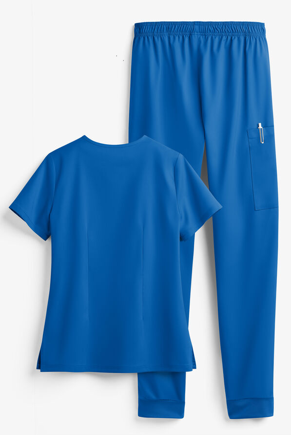 Tafford Active STRETCH Women's 5-Pocket Jogger Scrub Set - Royal - 2