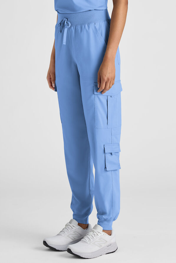 Butter-Soft STRETCH FLXTEK+ Women's 8-Pocket Cargo Jogger Scrub Pant - Ceil Blue - 2