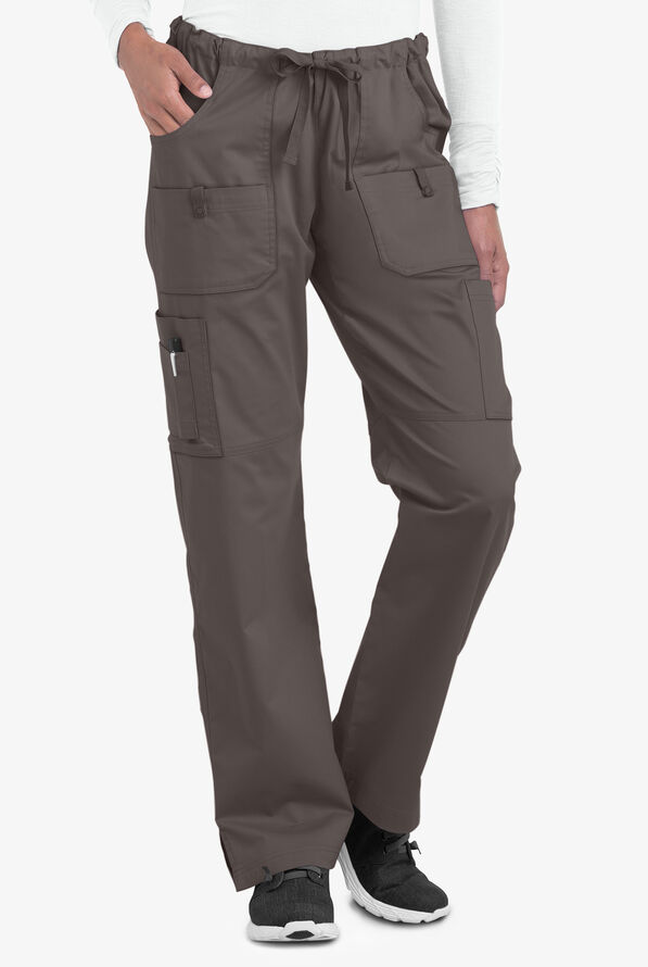 Butter-Soft STRETCH Women's 10-Pocket Drawstring Scrub Pants - Tall - Cool Grey - 1
