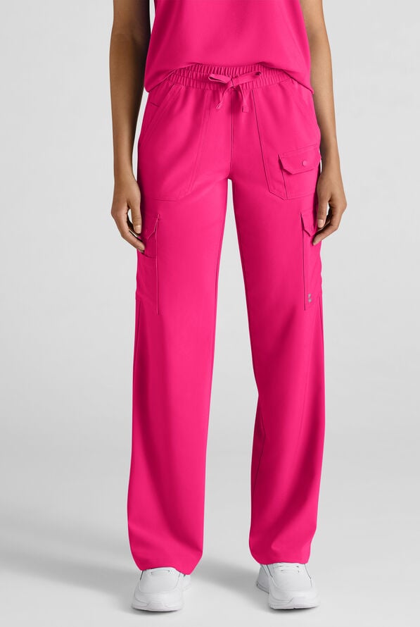 Easy STRETCH Ayo Women's 10-Pocket Cargo Scrub Pants - Reactive Pink - 1