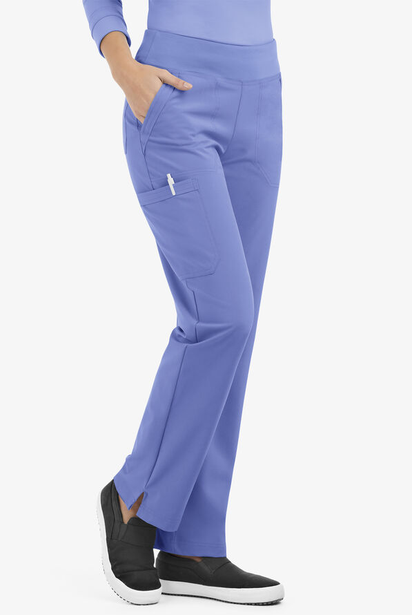 Easy STRETCH Sienna Women's 5-Pocket Sport Yoga Scrub Pants - Tall - Ceil Blue - 1