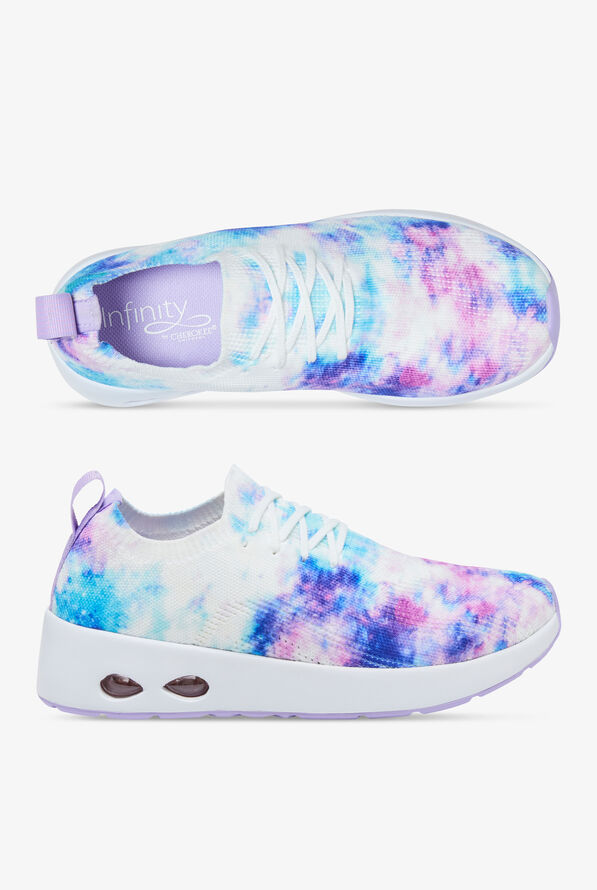 Infinity Women's Bolt Pastel Watercolor Athletic Lace Up Nursing Shoes - Navy - 1