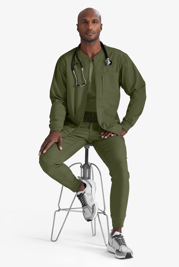 Grey's Anatomy by Barco Spandex STRETCH Murphy Men's 5-Pocket Cargo Jogger Scrub Pants - Olive - 6