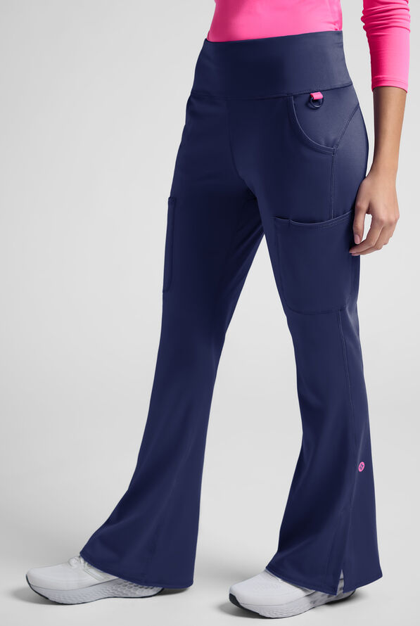 Pantal&oacute;n m&eacute;dico Med Couture Amp Knit STRETCH Petite estilo yoga con piernas acampanadas y 5 bolsillos para mujer - Navy - 1