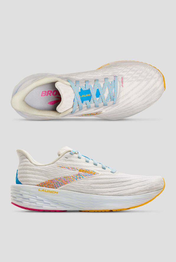 Brooks Women's Launch 11 White Murmur/Blithe Athletic Lace Up Shoes - null - 1