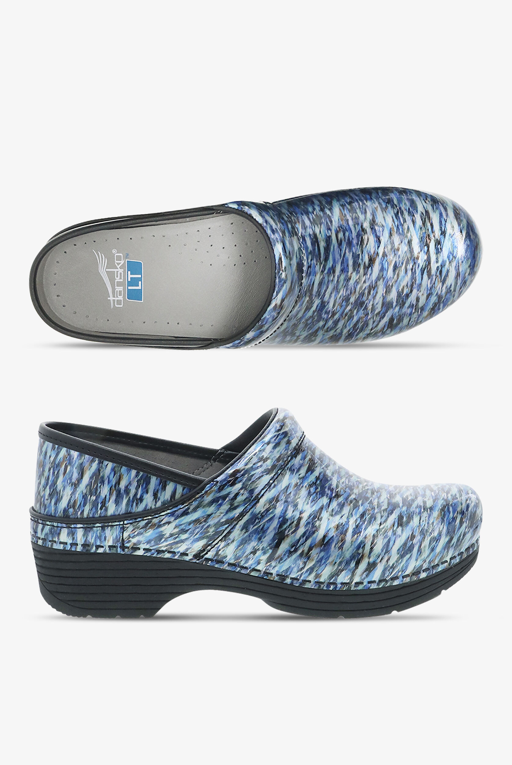 Zuecos Dansko Lt Pro Blue Waves de charol para mujer, Zapatos de Enfermería