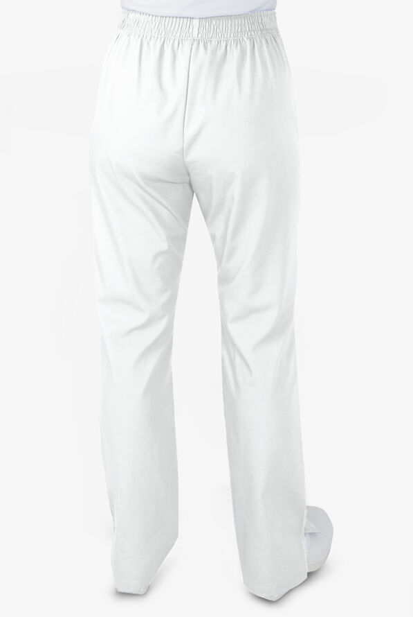 Butter-Soft STRETCH Women's 2-Pocket Flat Front with Back Elastic Scrub Pants - Tall - White - 3