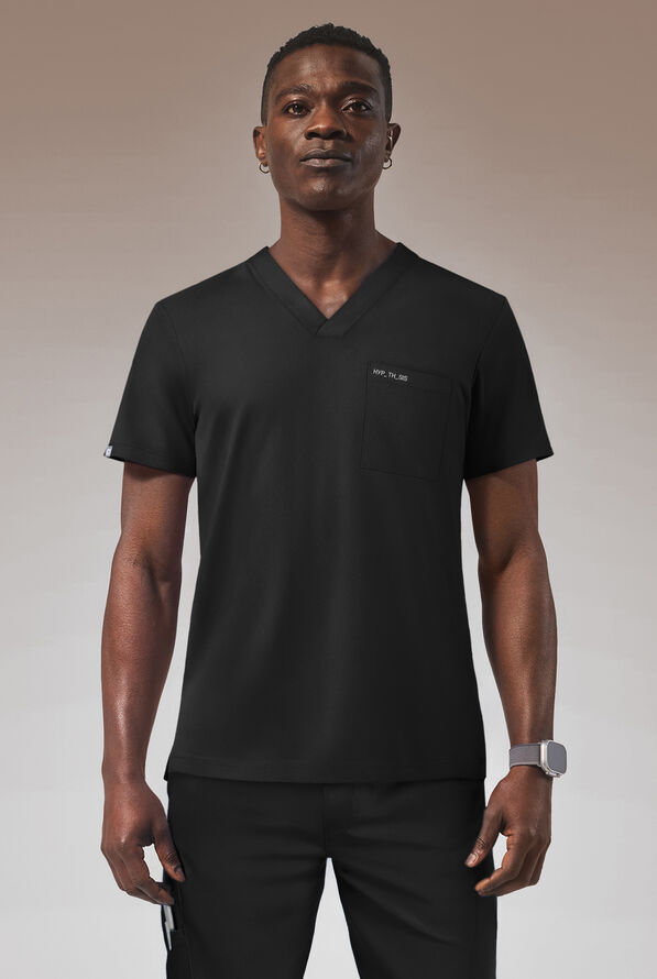 Camisa médica Hypothesis Omni con cuello en V y 1 bolsillo para hombre - Jet Black - 1