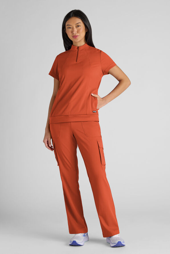 Blusa m&eacute;dica Grey's Anatomy by Barco Emerge Rowen STRETCH con cremallera y 2 bolsillos para mujer - Warm Sienna - 7