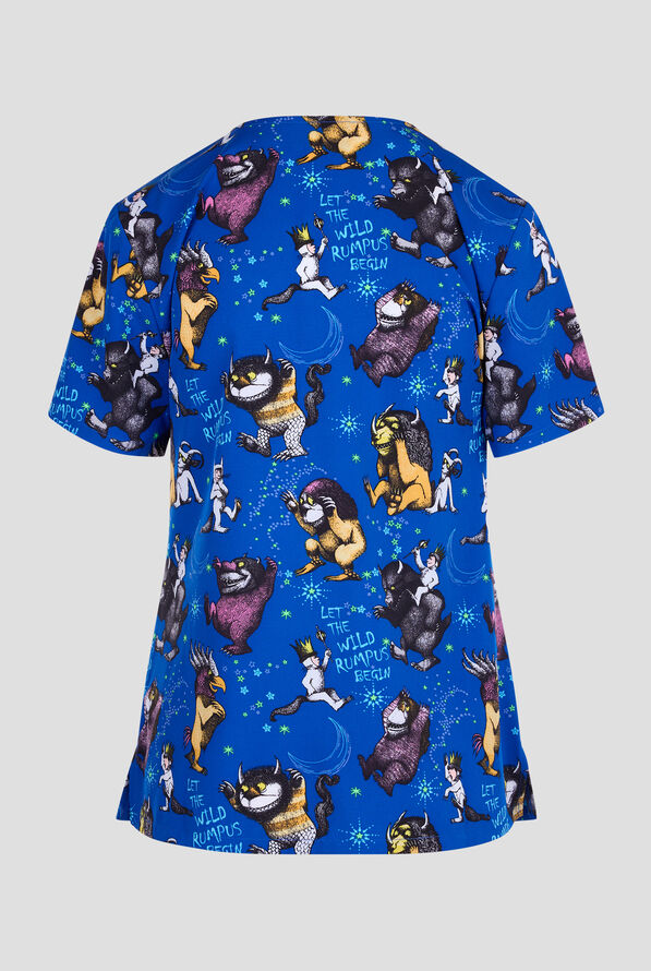 Tooniforms Rumpus Time Women's 2-Pocket STRETCH V-Neck Print Scrub Top - null - 2