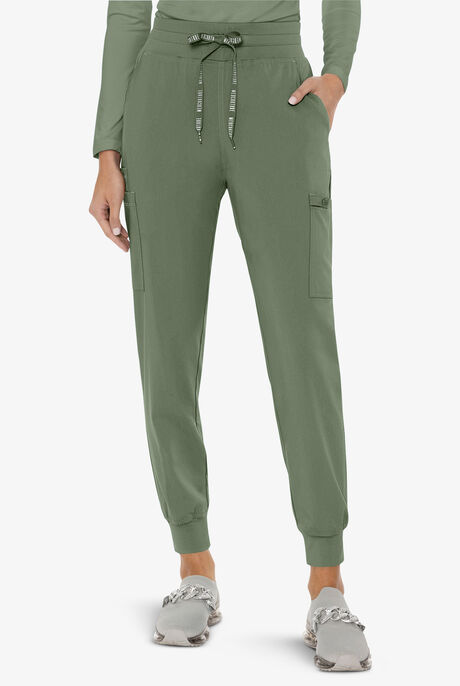 Med Couture Touch Women's 6-Pocket STRETCH High Waisted Double Cargo Jogger Scrub Pants