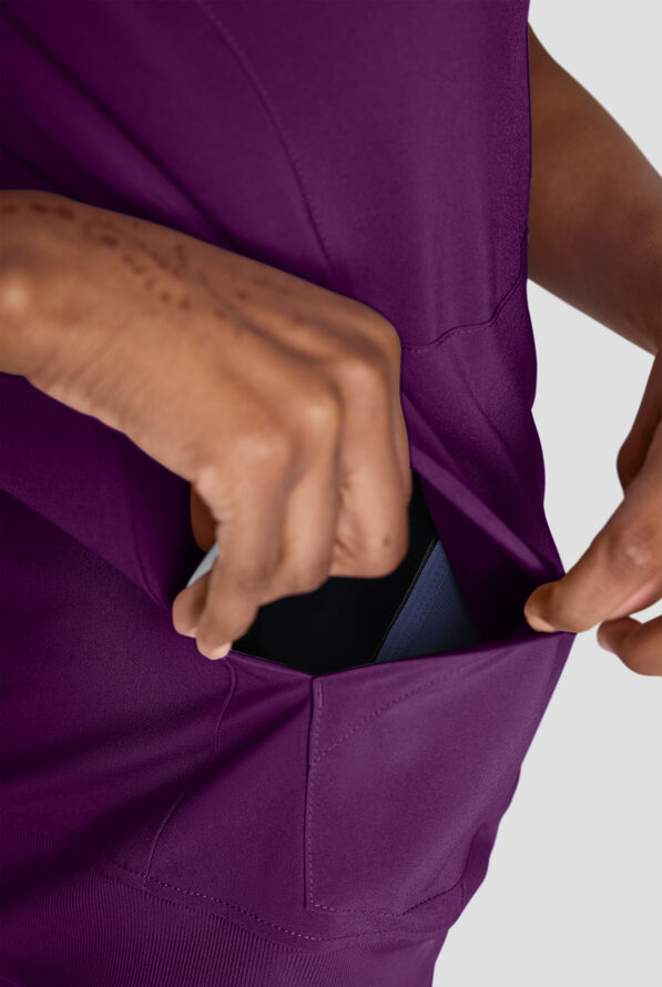 Easy STRETCH Anya Women's 2-Pocket Relaxed Crew Neck Scrub Top - Eggplant - 5