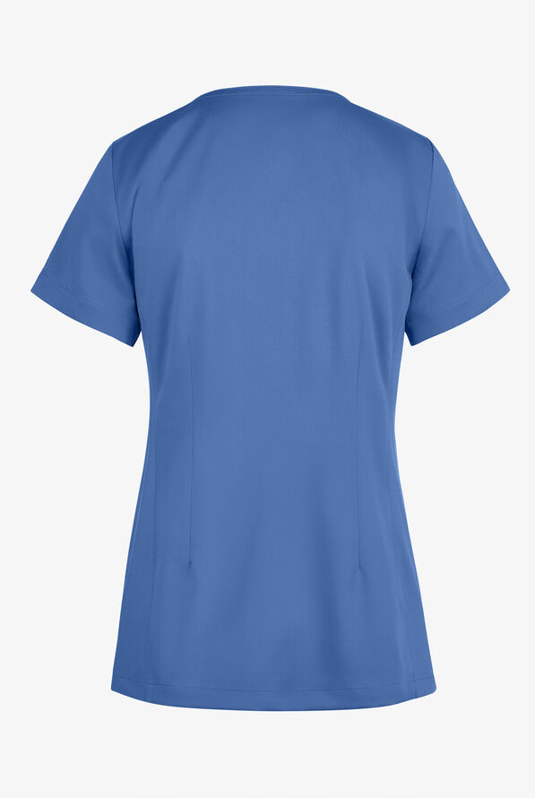 Healing Hands Purple Label Jean Women's 3-Pocket STRETCH Jewel Neck Scrub Top - Ceil Blue - 2