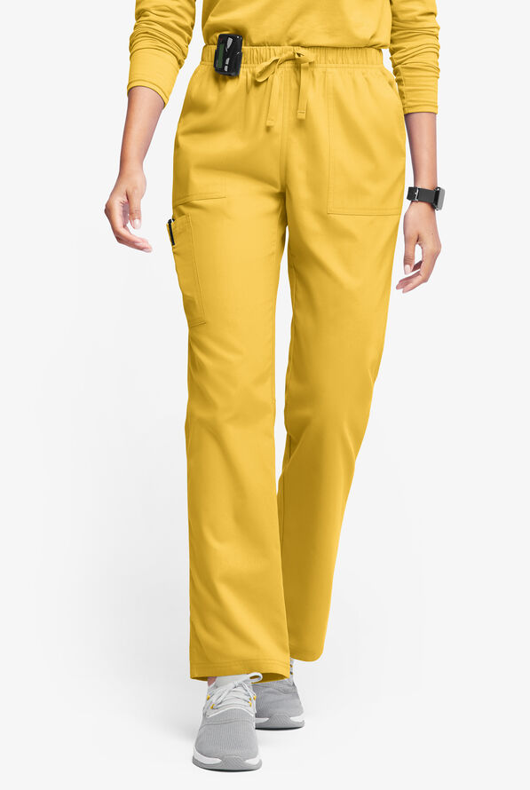 Pantalón médico Butter-Soft Originals de tiro medio estilo cargo con piernas rectas y 7 bolsillos para mujer - Warm Sun - 1