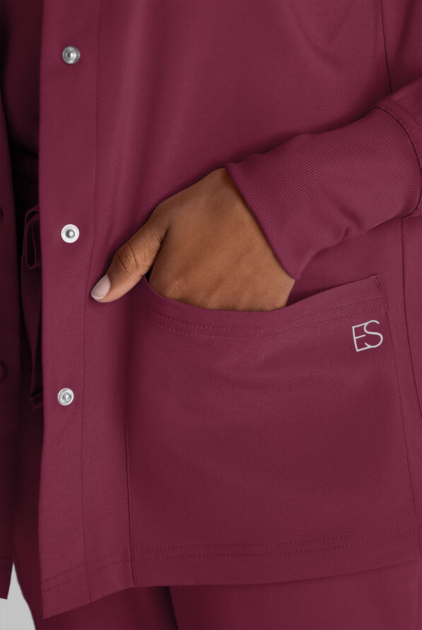 Chaqueta m&eacute;dica Easy STRETCH con botones a presi&oacute;n y 3 bolsillos para mujer - Wine - 4