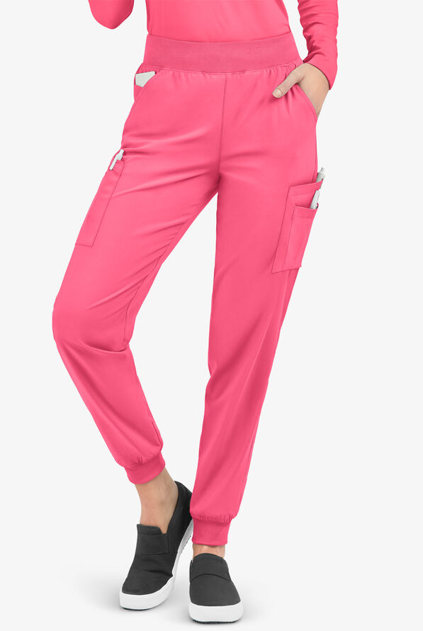 Pantalón médico Easy STRETCH Mila estilo jogger con 5 bolsillos para mujer - Strawberry Fizz - 1