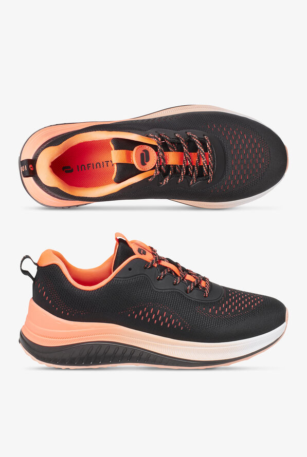 Infinity Women's Infinite Black/Neon Coral Athletic Lace Up Nursing Shoes - null - 1