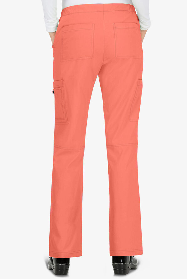 koi Basics Holly Women's 8-Pocket STRETCH Cargo Scrub Pants - Petite - Coral - 2