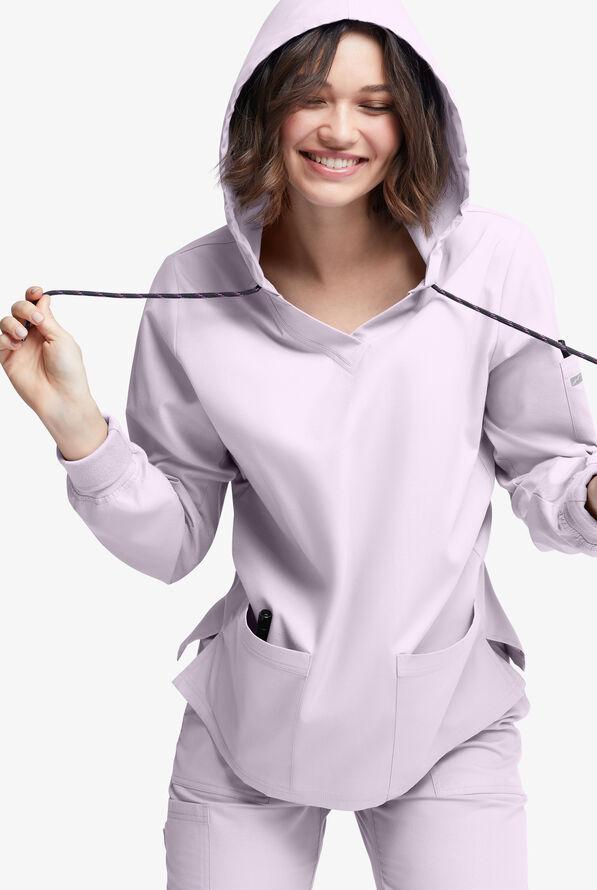 Sudadera m&eacute;dica manga larga Butter-Soft Originals con capucha y 5 bolsillos para mujer - Orchid Petal - 3