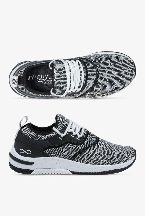 Infinity by Cherokee Women's Dart White/Black Athletic Lace Up Nursing Shoes - Black - 1