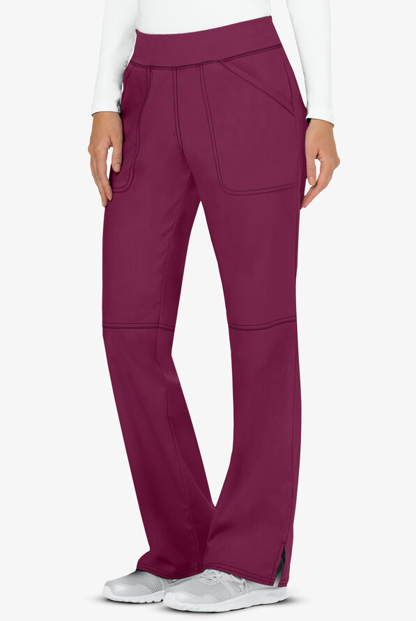 Cherokee Workwear Revolution Women's 4-Pocket STRETCH Pull-On Cargo Scrub Pants - Tall - Wine - 1