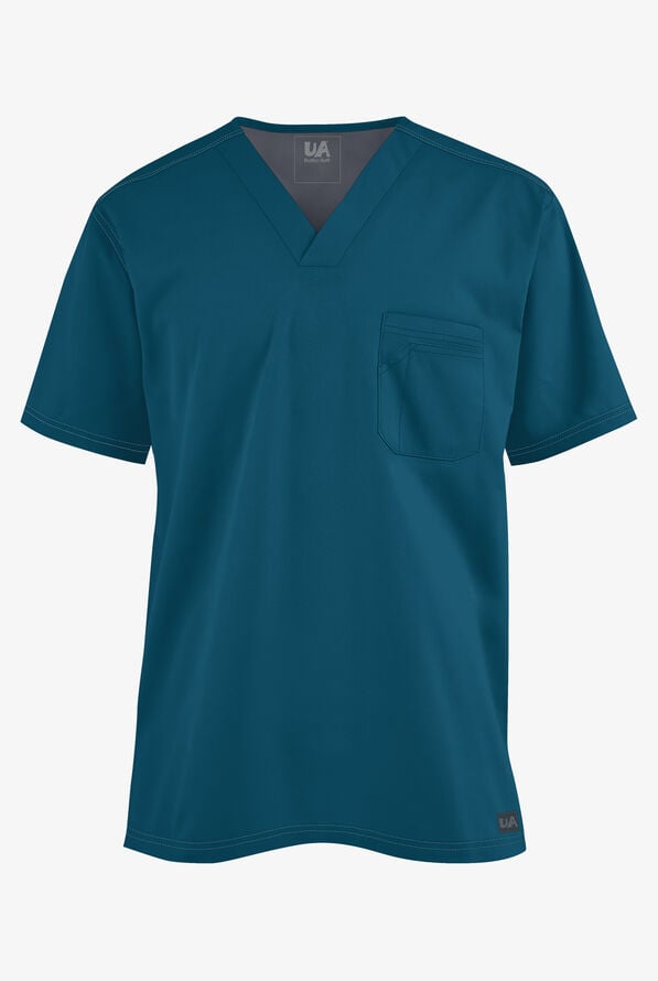 Camisa m&eacute;dica Butter-Soft Core by UA&trade; con canes&uacute; y 1 bolsillo para hombre - Caribbean Blue - 1