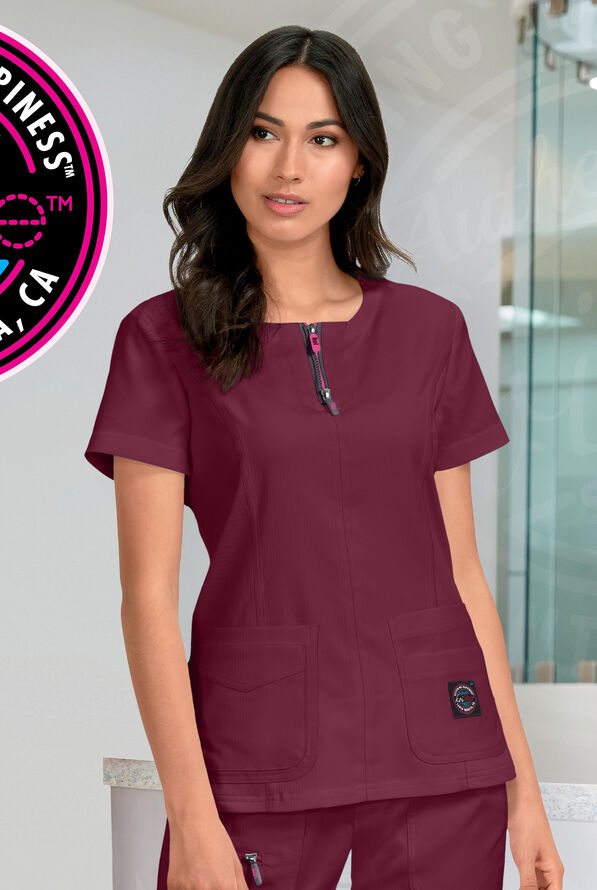 koi Lite Scrubs 317 Serenity Double Zipper Top Fashion Scrub Tops