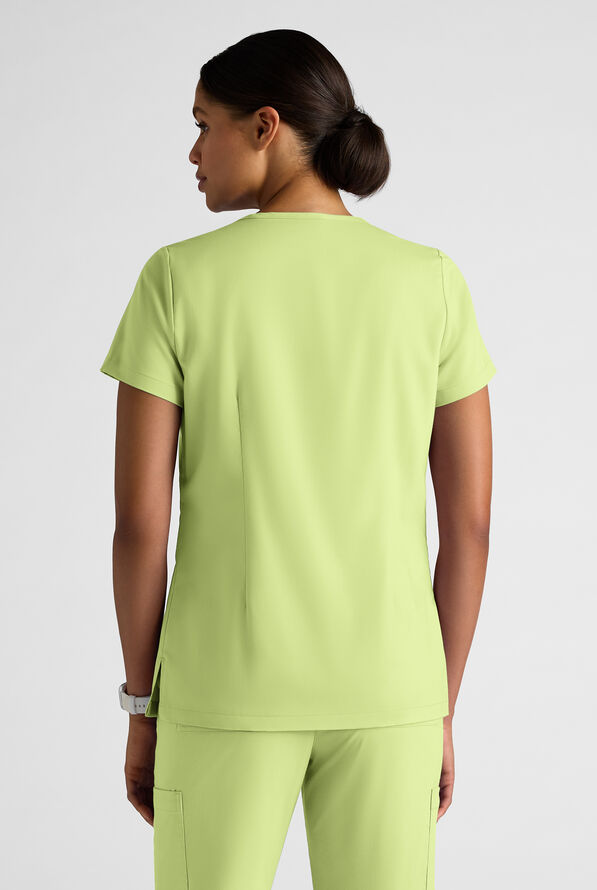 Butter-Soft STRETCH FLXTEK+ Women's 2-Pocket V-Neck Tuck-In Scrub Top - Cool Matcha - 2