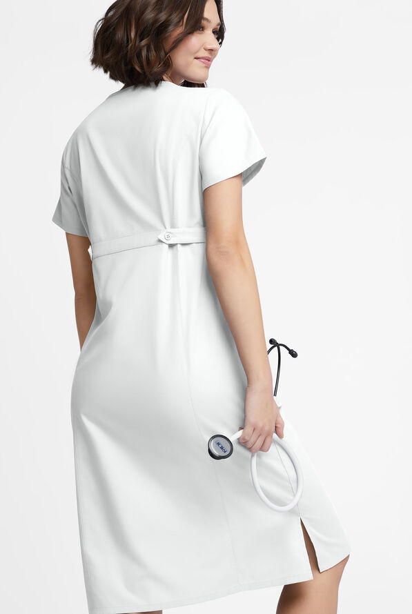 Butter-Soft Originals Women's 4- Pocket V-Neck Empire Waist Dress - White - 3