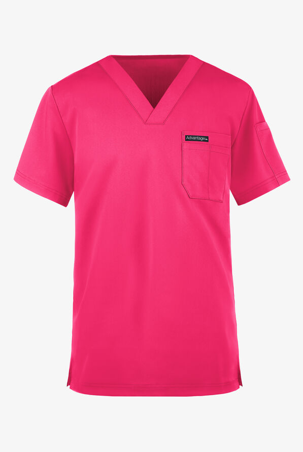 Advantage STRETCH Men's 4-Pocket V-Neck Scrub Top - Fuchsia - 1