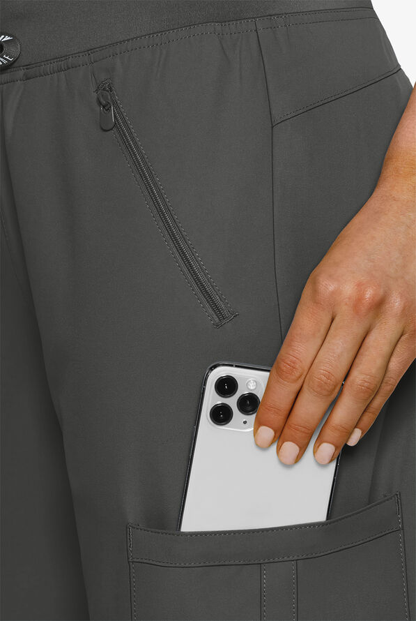 Med Couture Insight Women's 4-Pocket Zipper Cargo Pocket Scrub Pants - Pewter - 3