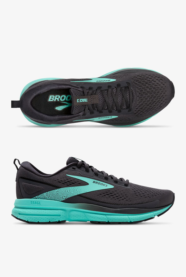 Brooks Women's Trace 3 Ebony/Cockatoo Athletic Lace Up Nursing Shoes - null - 1