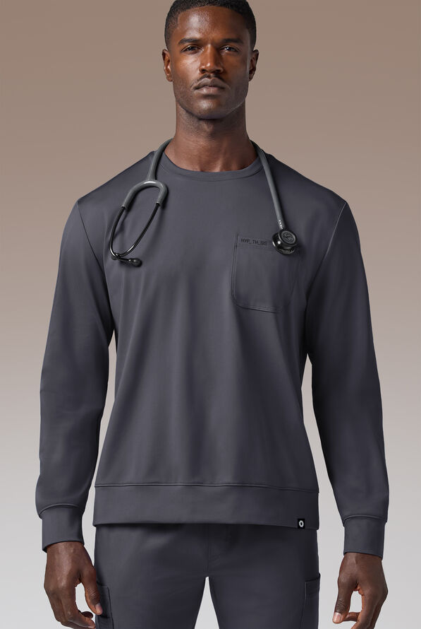Hypothesis Omni Base Men's Knit Crew Neck Scrub Pullover - Pewter - 1