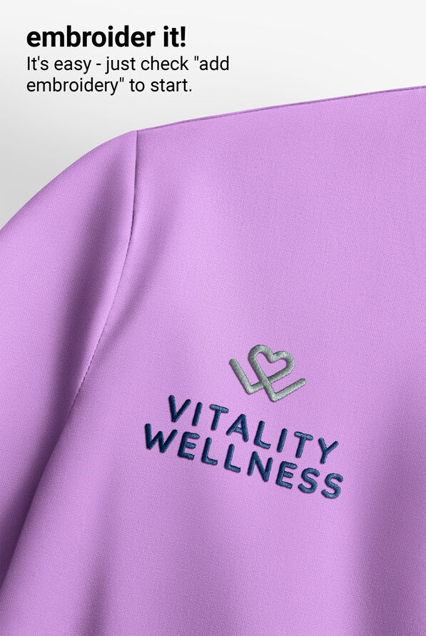 Med Couture Amp Women's 4-Pocket STRETCH Zip Front Removable Hoodie Scrub Vest - Digital Lavendar - 3