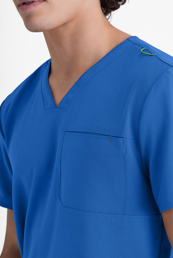Grey's Anatomy by Barco Evolve STRETCH Journey Men's 1-Pocket Tuck In V-Neck Scrub Top - Royal - 4