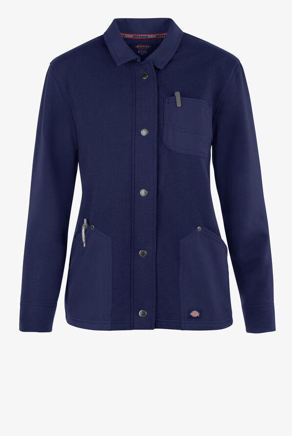 Dickies EDS NXT Women's 3- Pocket STRETCH Snap Front Scrub Jacket - Navy - 1