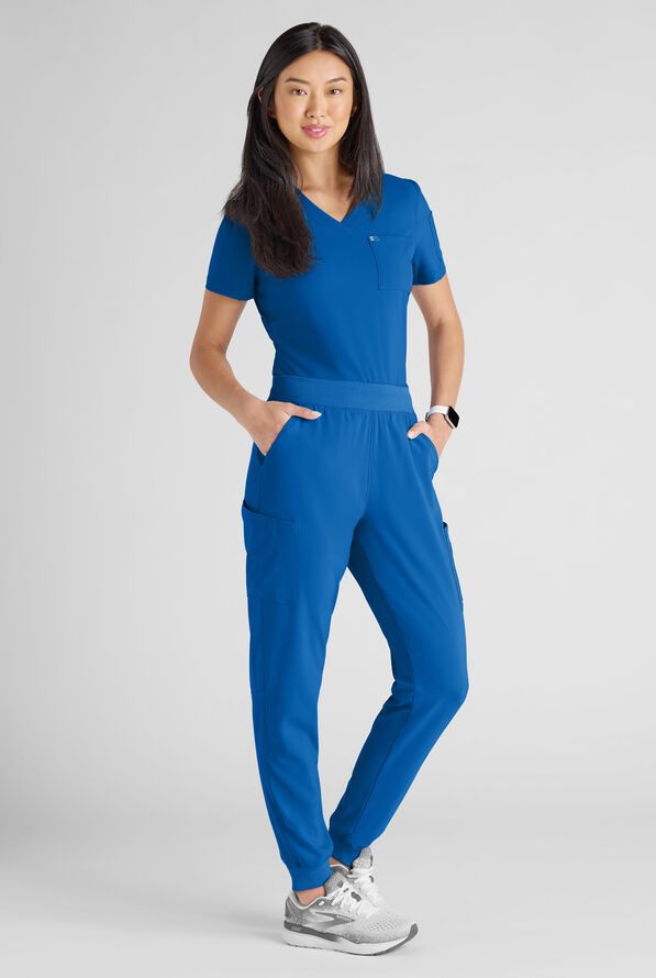Conjunto de uniforme m&eacute;dico Easy STRETCH con 10 bolsillos para mujer - Royal - 2