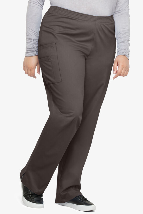 Butter-Soft STRETCH Women's 3-Pocket Plus Size Pull On Scrub Pants - Cool Grey - 1