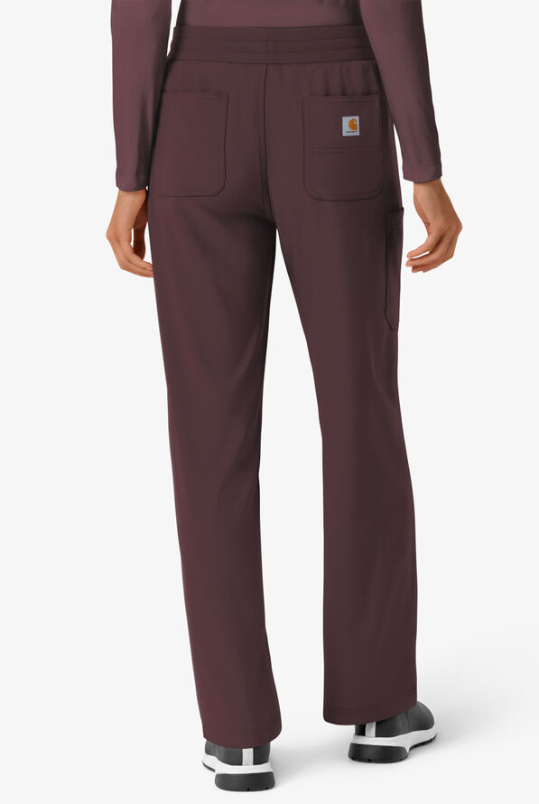 Carhartt Cross-Flex Force Boot Cut Women's 6-Pocket STRETCH Convertible Drawstring Cargo Scrub Pants - Dark Sepia - 2