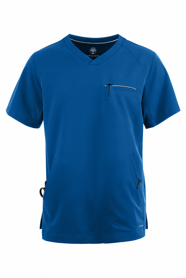 Camisa m&eacute;dica Healing Hands 360 Steven STRETCH con cuello en V y 3 bolsillos para hombre - Royal - 1