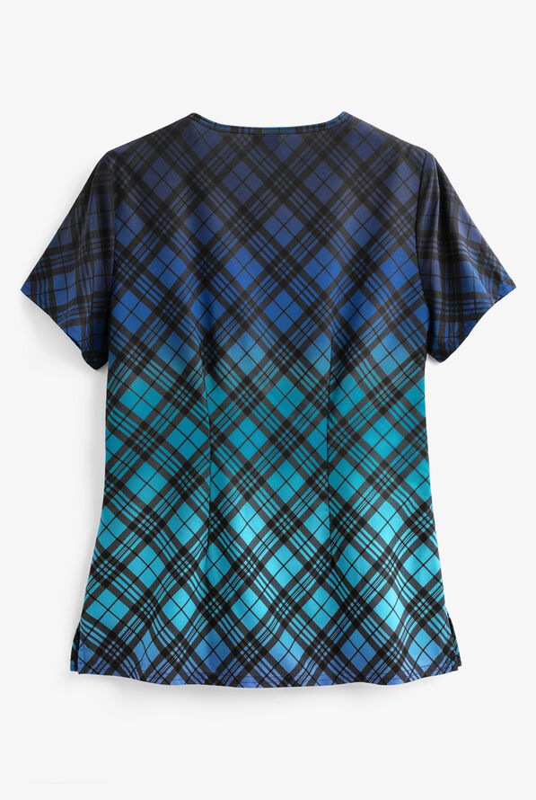 Dickies EDS Fading Plaid Women's 2-Pocket V-Neck Print Scrub Top - null - 2