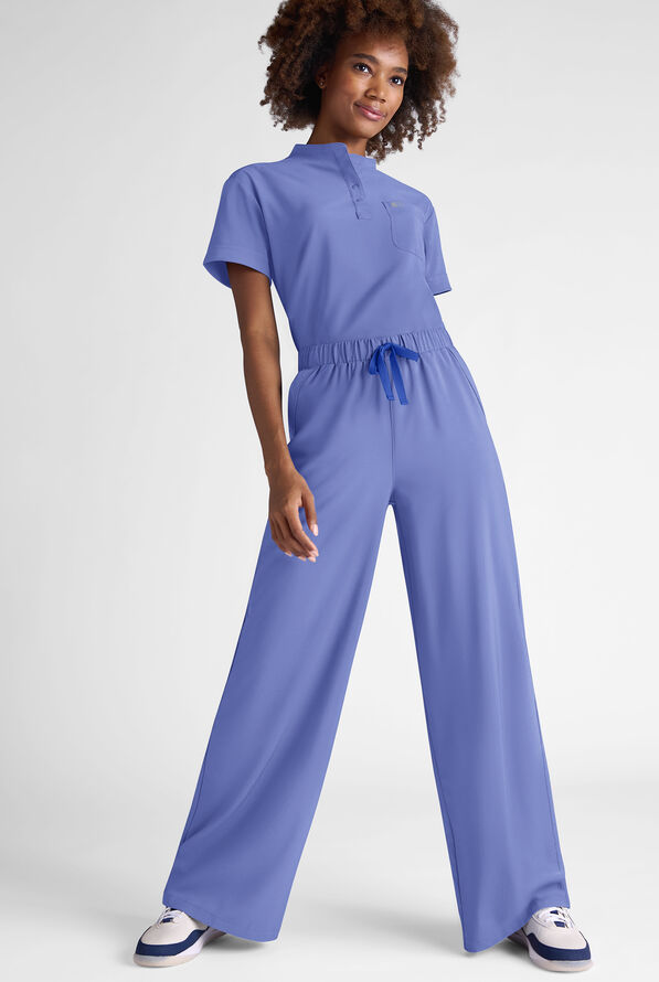 Easy STRETCH Hunter Women's 6-Pocket Relaxed Fit Wide Leg Scrub Pant - Ceil Blue - 3