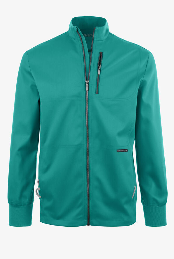 Advantage STRETCH Men's 4-Pocket Zip Front Warm-Up Scrub Jacket - Teal - 1