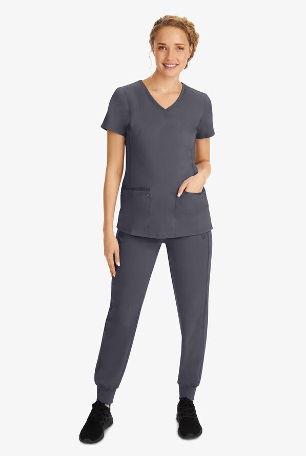 Healing Hands Purple Label Juliet Women's 2-Pocket STRETCH Princess Seam Scrub Top - Pewter - 6