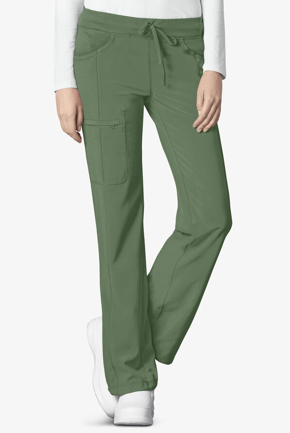 Infinity Women's 4-Pocket STRETCH Drawstring Scrub Pants - Petite - Olive - 1