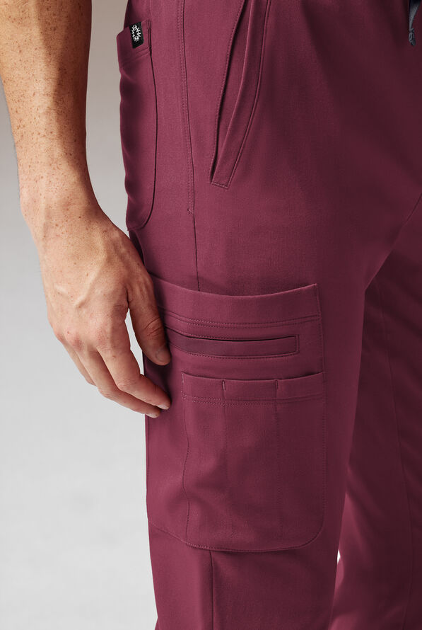 Hypothesis Tactical Men’s 9-Pocket Slim Leg Jogger Scrub Pant - Wine - 6