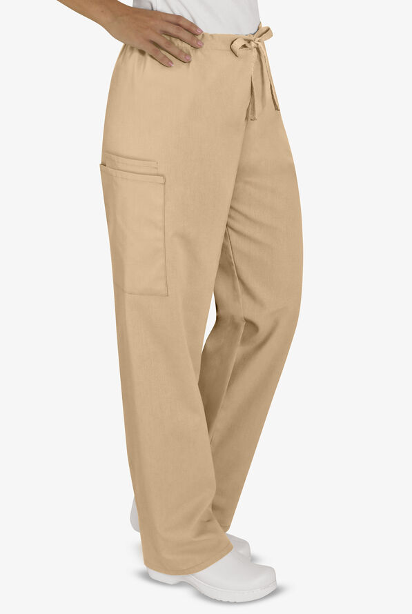 UA Best Buy Scrubs Unisex 3-Pocket Drawstring Pant - Short - Khaki - 4