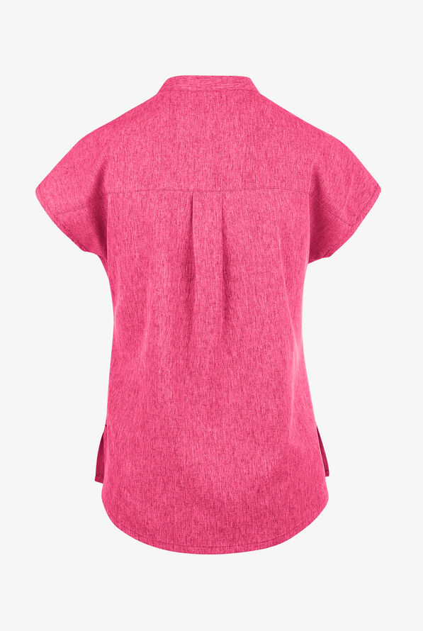 Blusa médica koi Basics Ari STRETCH con cuello mao y 1 bolsillo para mujer exclusiva de UA - Heather Pink Lemonade - 2
